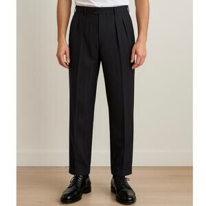 Vtg Christian Dior Monsieur Charcoal Grey  Chalk Stripe Pants Pleated 36x30 Wool